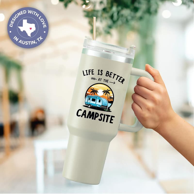 Happy Camper 40oz Tumbler - Ideal Gift for RV Campers