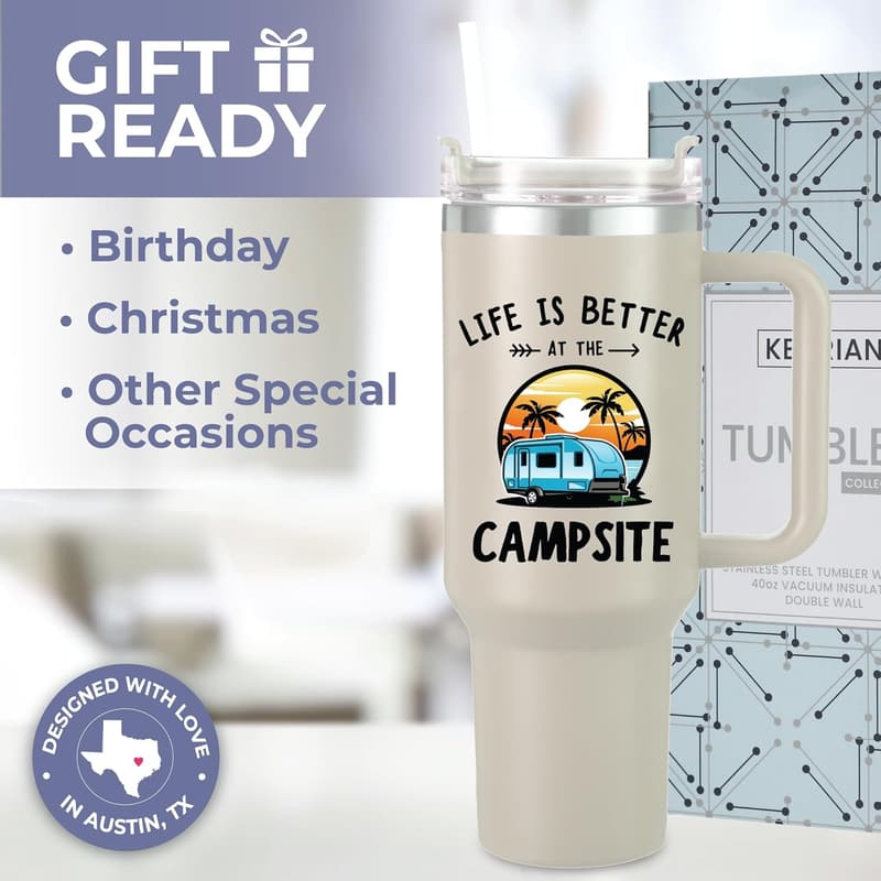 Happy Camper 40oz Tumbler - Ideal Gift for RV Campers