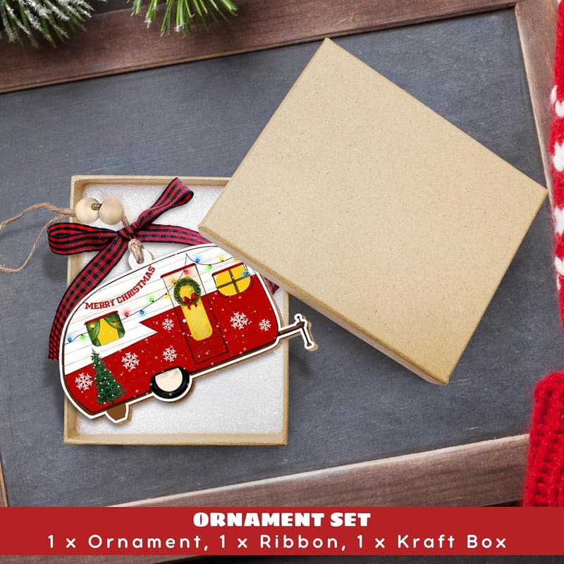 Camper Christmas Ornament 2024 - Ceramic Gift for Campers