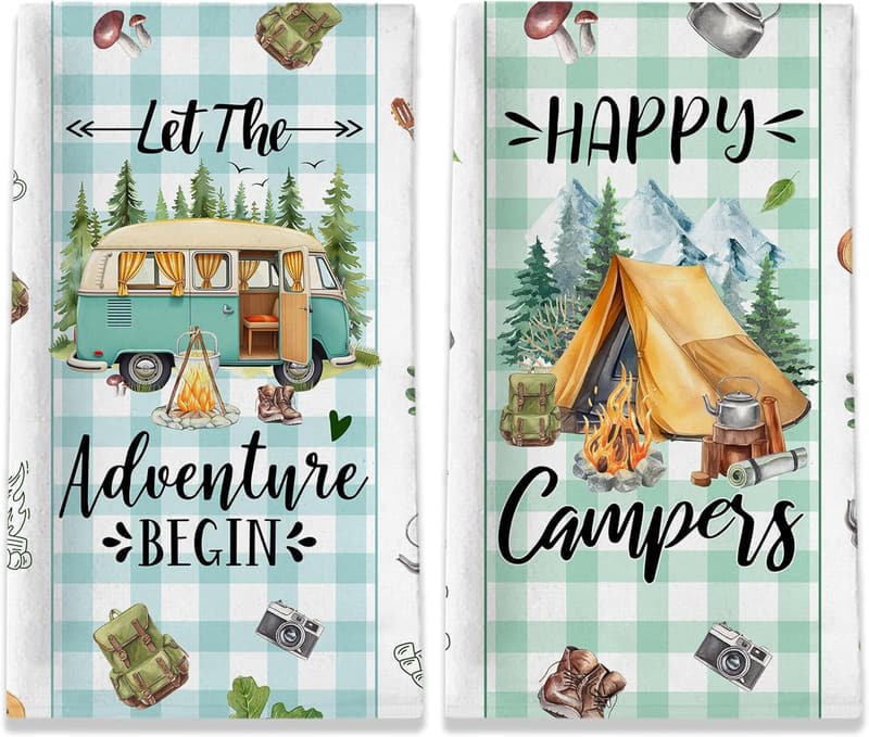 Camping Kitchen Towels Set for Women - Funny Sayings, 2 Pack