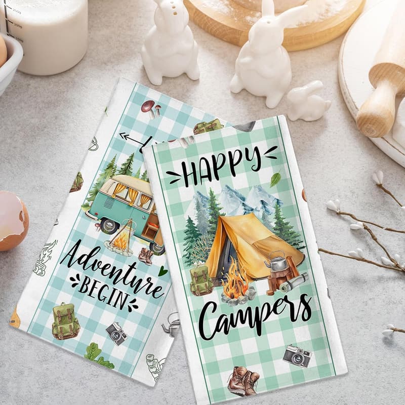 Camping Kitchen Towels Set for Women - Funny Sayings, 2 Pack