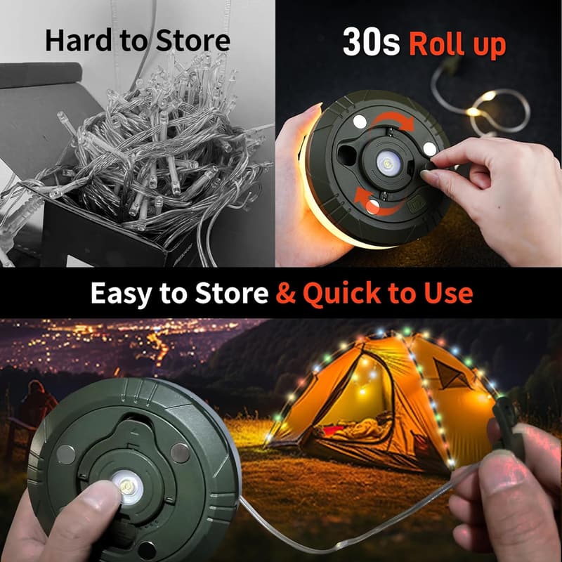 Outdoor 4-in-1 Camping String Lights - 32.8FT Waterproof