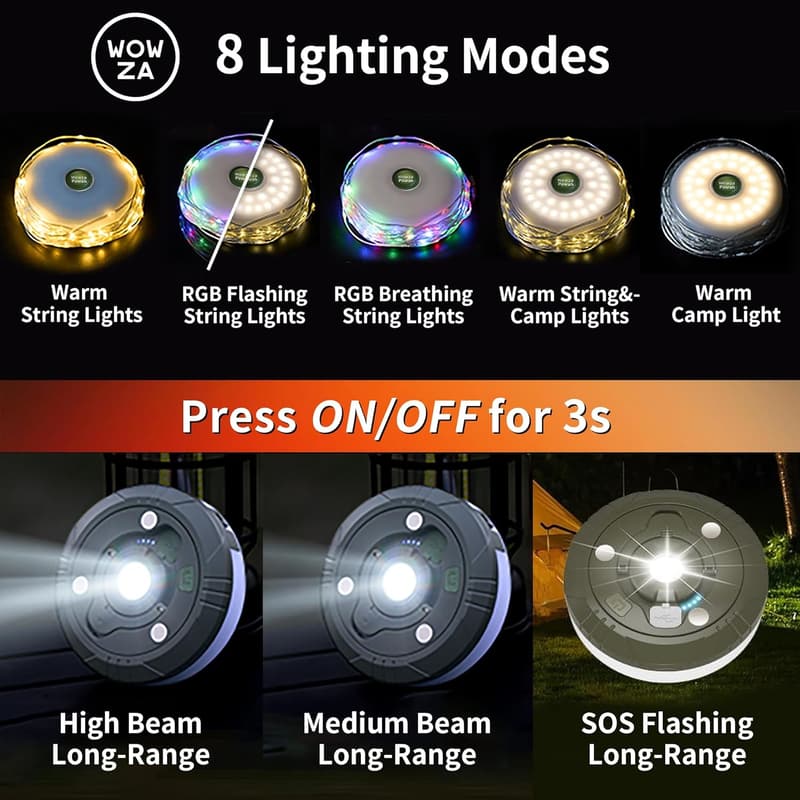 Outdoor 4-in-1 Camping String Lights - 32.8FT Waterproof