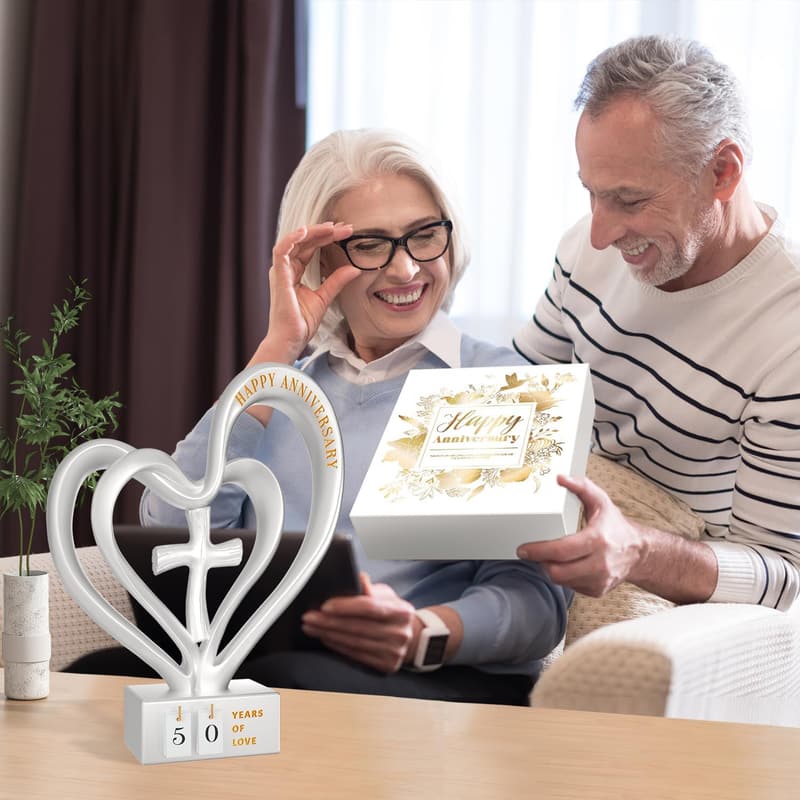 10th, 25th, 50th Anniversary Heart Sculpture for Couples