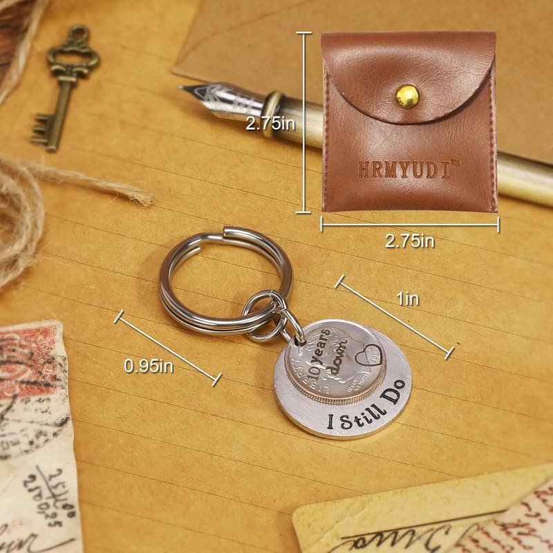 10th Anniversary Coin Keychain Gift for Couples
