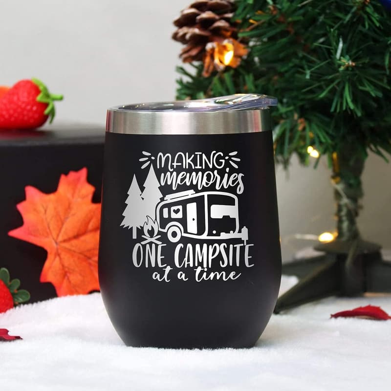 Camping Gifts: Stainless Steel Insulated Wine Tumbler 12 Oz