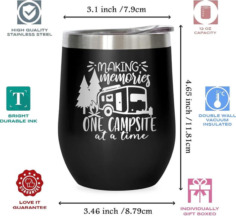 Camping Gifts: Stainless Steel Insulated Wine Tumbler 12 Oz