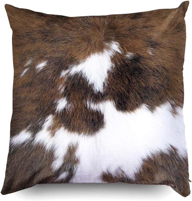 Western Cowhide Print Throw Pillow Covers - Set of 2, 18x18 inches