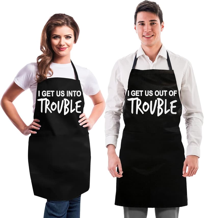 Couples Funny Aprons - Ideal for Weddings, Engagements, Birthdays