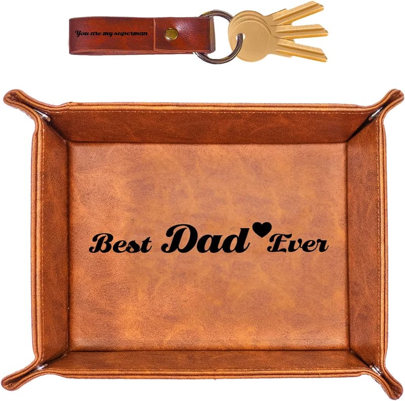 Father's Day Valet Tray & Keychain Gift Set for Dad