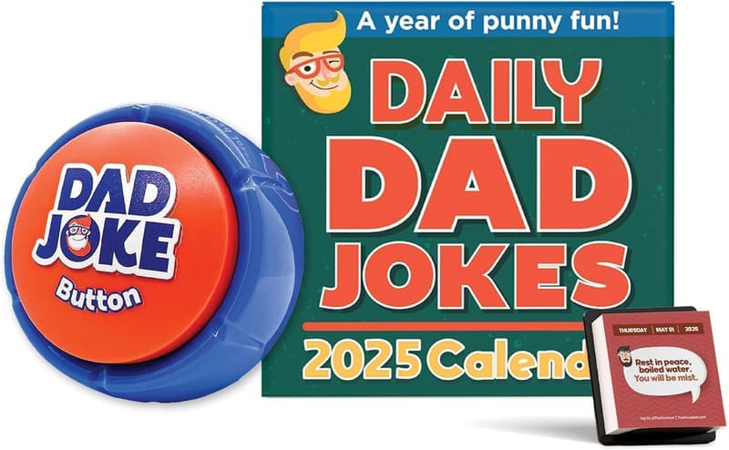 Dad Joke Gift Set: 2025 Calendar & Talking Button for Dads