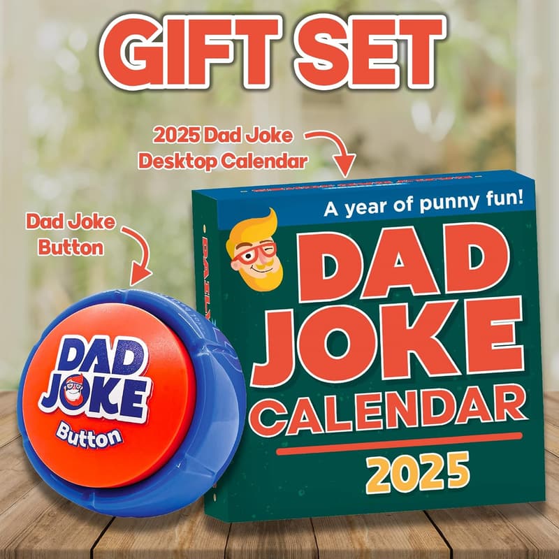 Dad Joke Gift Set: 2025 Calendar & Talking Button for Dads