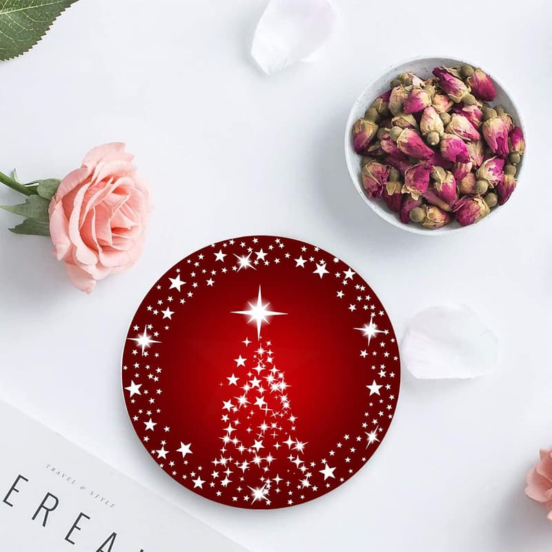 Christmas Ceramic Coasters Set of 4 - Silver Star Design