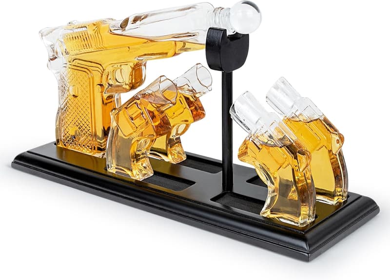 Whiskey Decanter and Glasses Set on Mahogany Tray - Holiday Gift