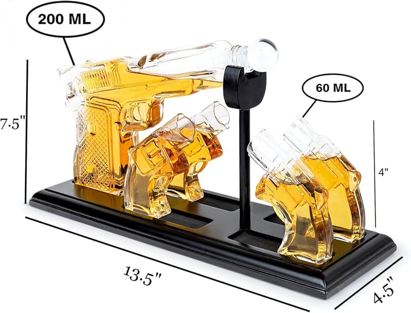 Whiskey Decanter and Glasses Set on Mahogany Tray - Holiday Gift