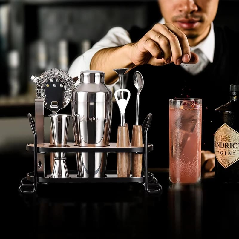 Mixology Cocktail Shaker Set with Stand and 7 Tools