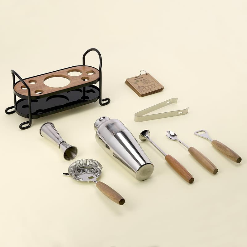 Mixology Cocktail Shaker Set with Stand and 7 Tools