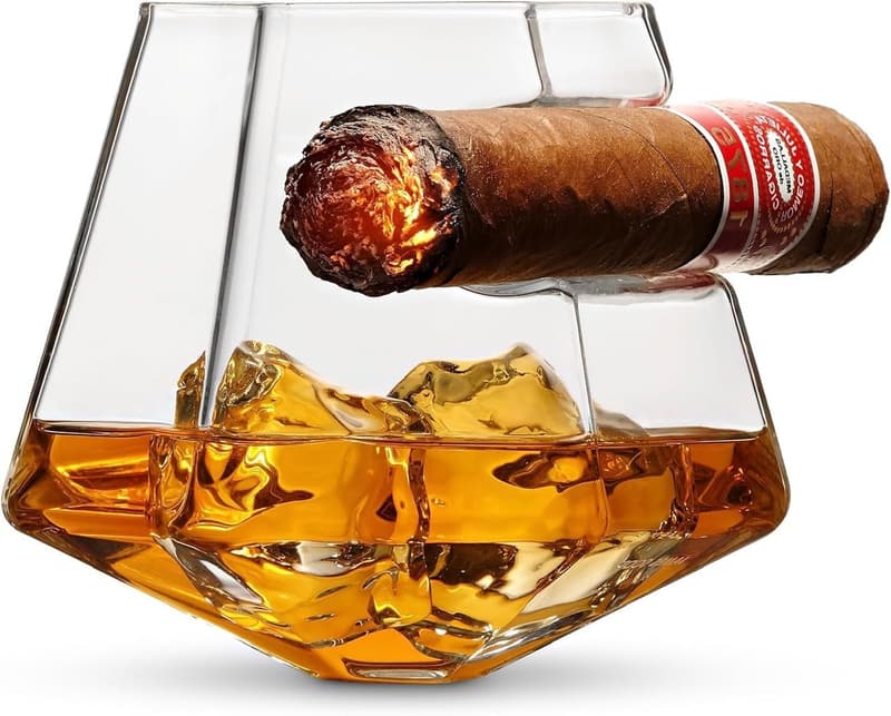 Whiskey Glass Set with Cigar Rest - Gifts for Men