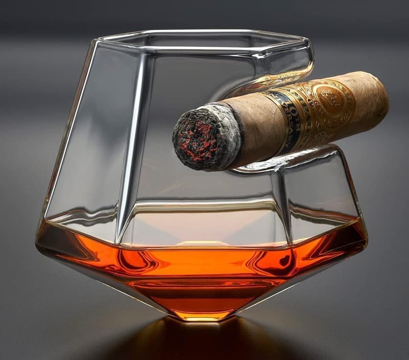 Whiskey Glass Set with Cigar Rest - Gifts for Men