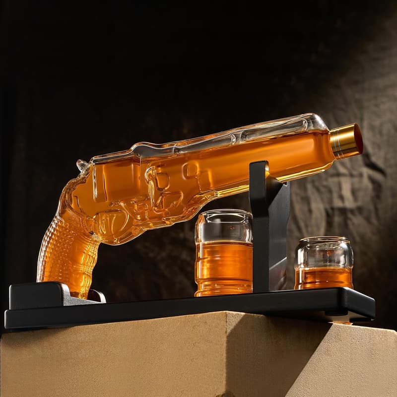 Unique Whiskey Gun Decanter Set - Perfect Gift for Dad