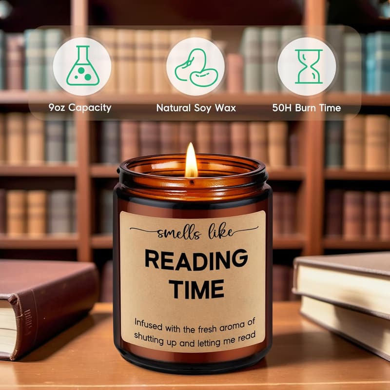 Reading Candle for Book Lovers - Fun Gift for Women & Men