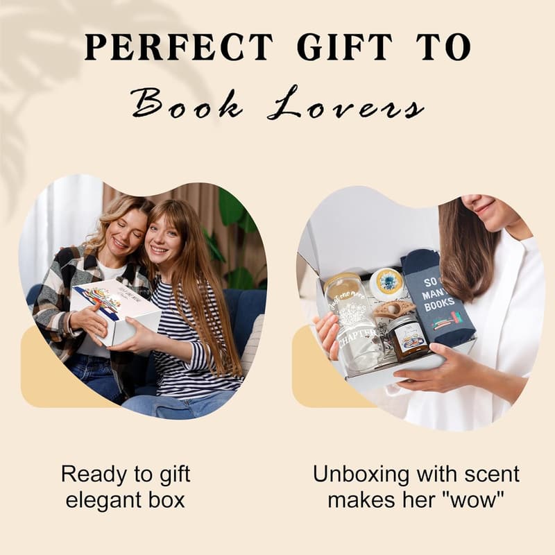 Book Lovers Gift Set for Women - 6 PCS Bookish Themed Items