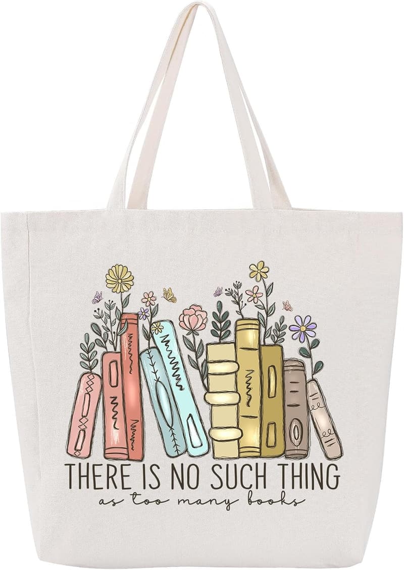 Mother's Day Cute Canvas Tote Bag for Book Lovers