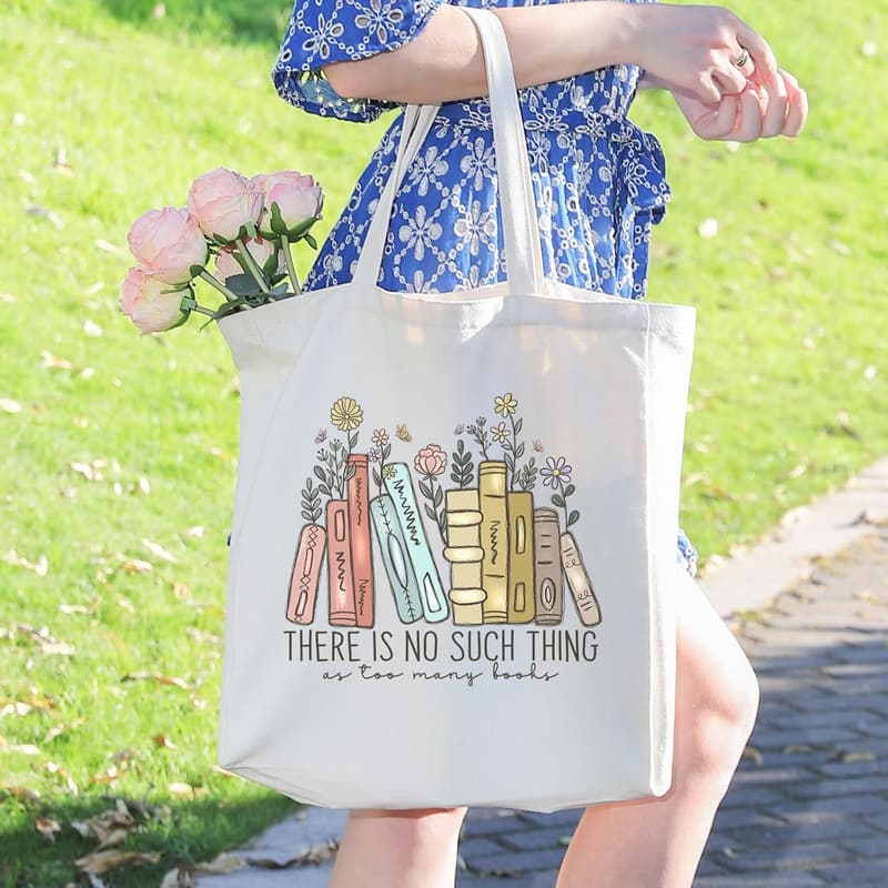 Mother's Day Cute Canvas Tote Bag for Book Lovers
