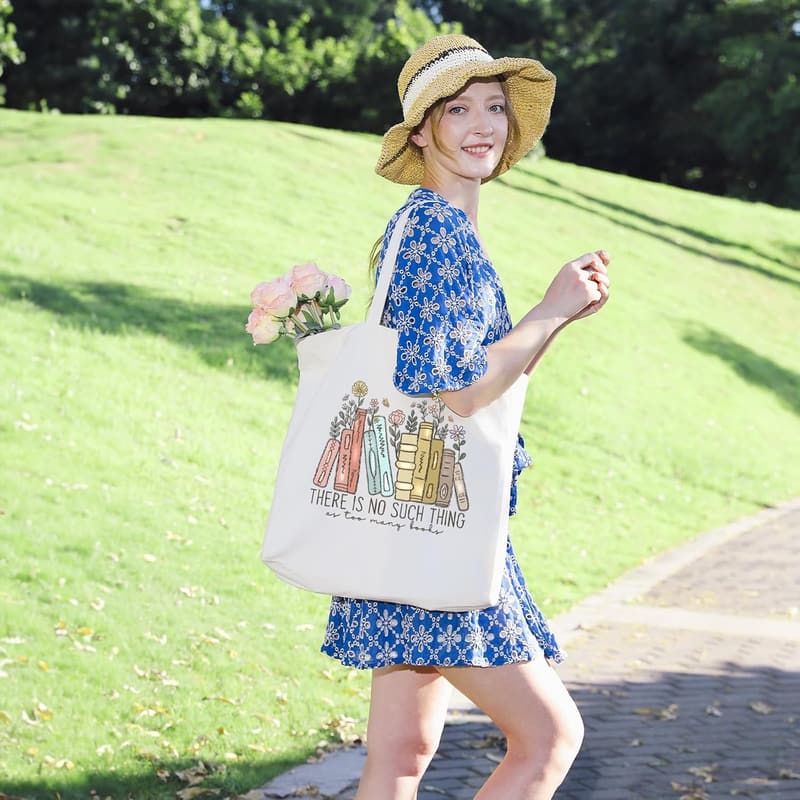 Mother's Day Cute Canvas Tote Bag for Book Lovers