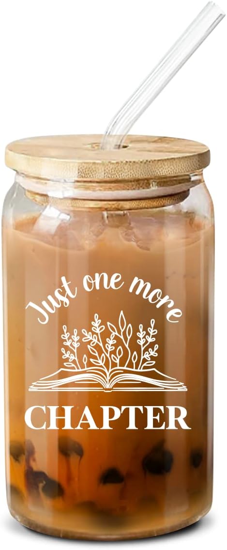 Book Lovers Gift - 16 oz Coffee Glass for Women