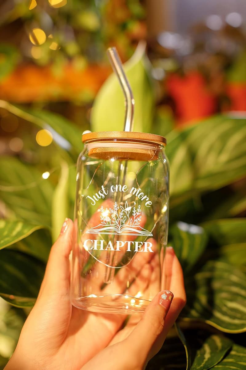 Book Lovers Gift - 16 oz Coffee Glass for Women
