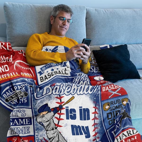 Baseball Blanket Throw for Men & Boys - 80