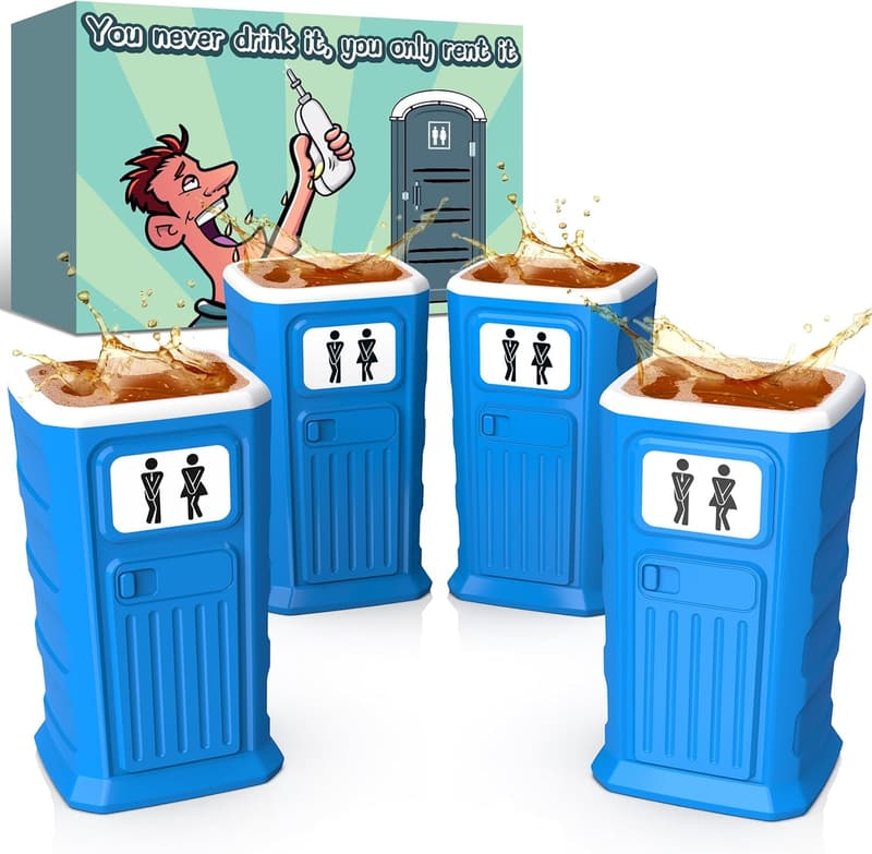 Funny Porta Potty Shot Glasses - Gag Gifts for Men & Adults