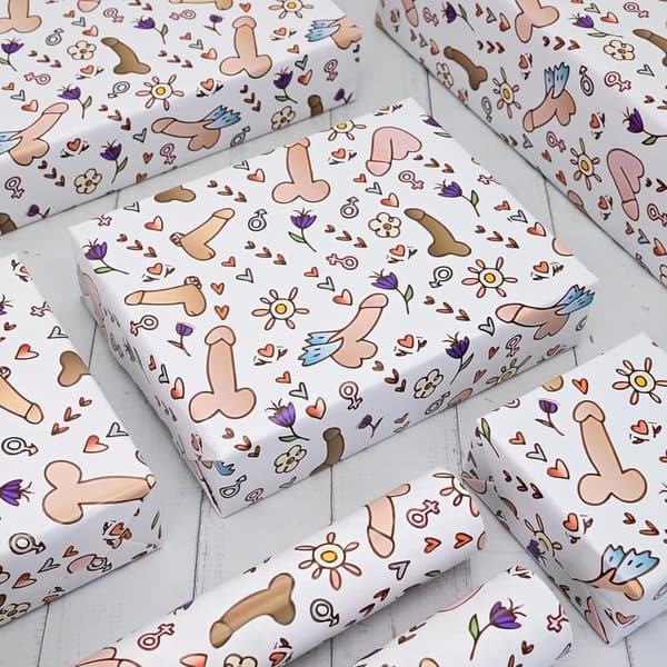 Rude Shape Wrapping Paper Set for Adult Birthdays - 6 Pieces