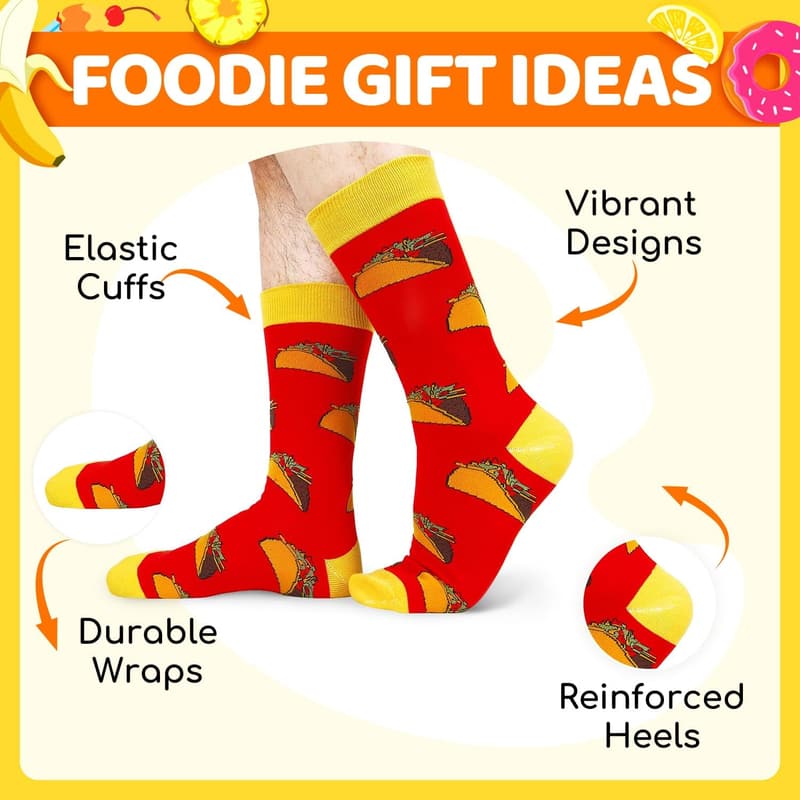 Novelty Food Socks for Men - Pickle, Donut, Taco & Burger Design