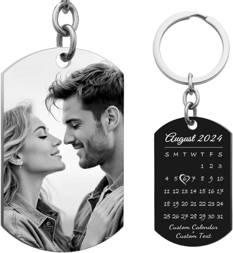Personalized Laser Engraved Calendar Photo Keychain