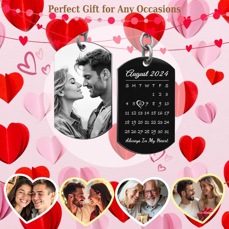 Personalized Laser Engraved Calendar Photo Keychain