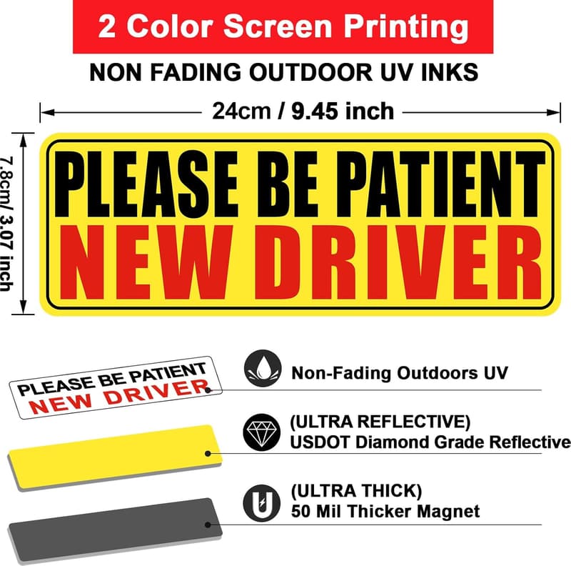 Teenage Driving Gifts: 4 Pcs Reflective Student Driver Magnets