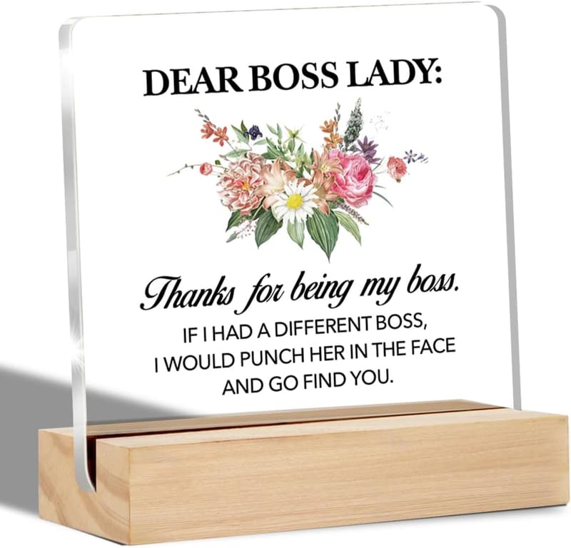 Boss Appreciation Floral Acrylic Desk Sign for Women