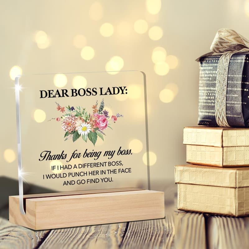 Boss Appreciation Floral Acrylic Desk Sign for Women