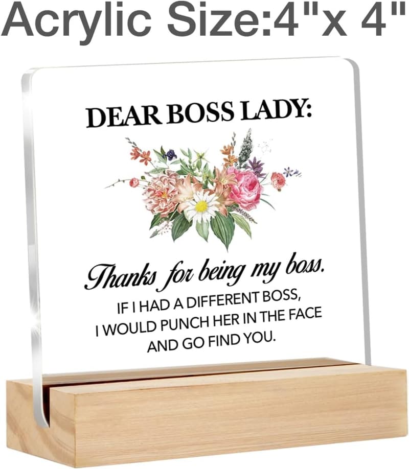 Boss Appreciation Floral Acrylic Desk Sign for Women