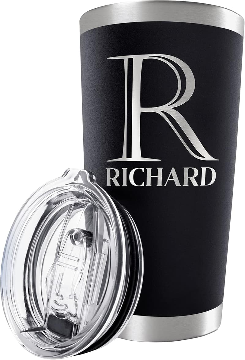 Personalized 20 Oz Burgundy Tumbler for Him - Double Wall Insulated