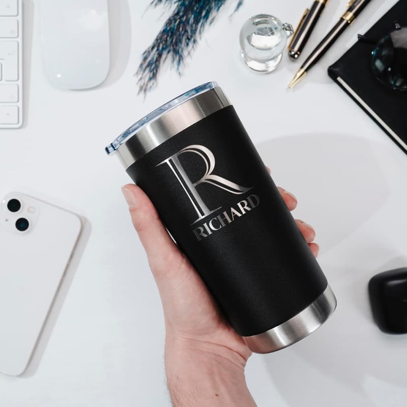Personalized 20 Oz Burgundy Tumbler for Him - Double Wall Insulated
