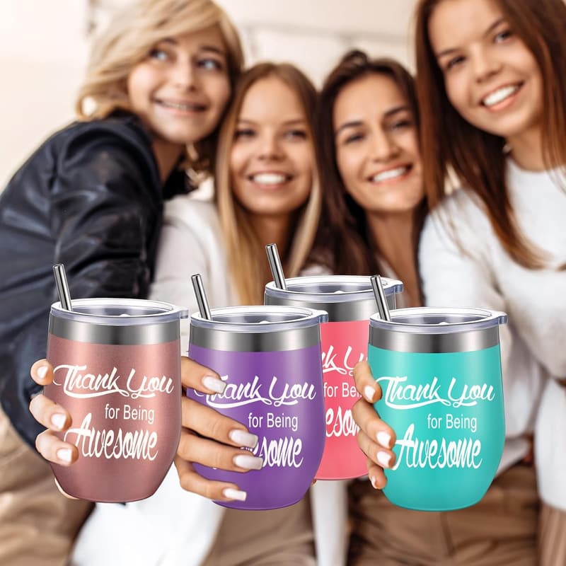 Employee Appreciation Wine Tumblers & Keychains Set (12)