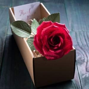 1st Anniversary Handmade Crepe Paper Rose Gift (Red)