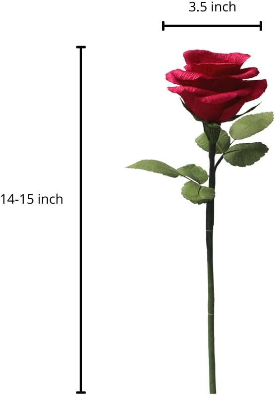 1st Anniversary Handmade Crepe Paper Rose Gift (Red)