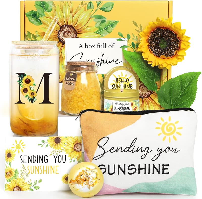Get Well Soon Sunflower Spa Gift Basket for Women