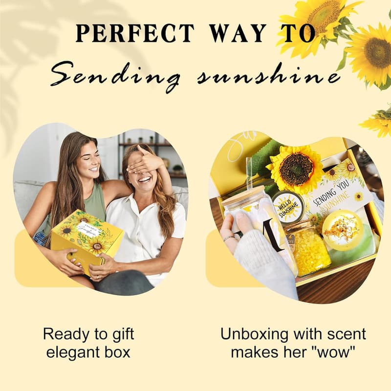 Get Well Soon Sunflower Spa Gift Basket for Women