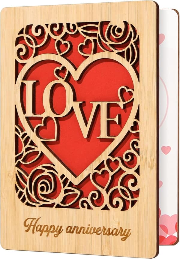Handmade Wooden Anniversary Card for Couples