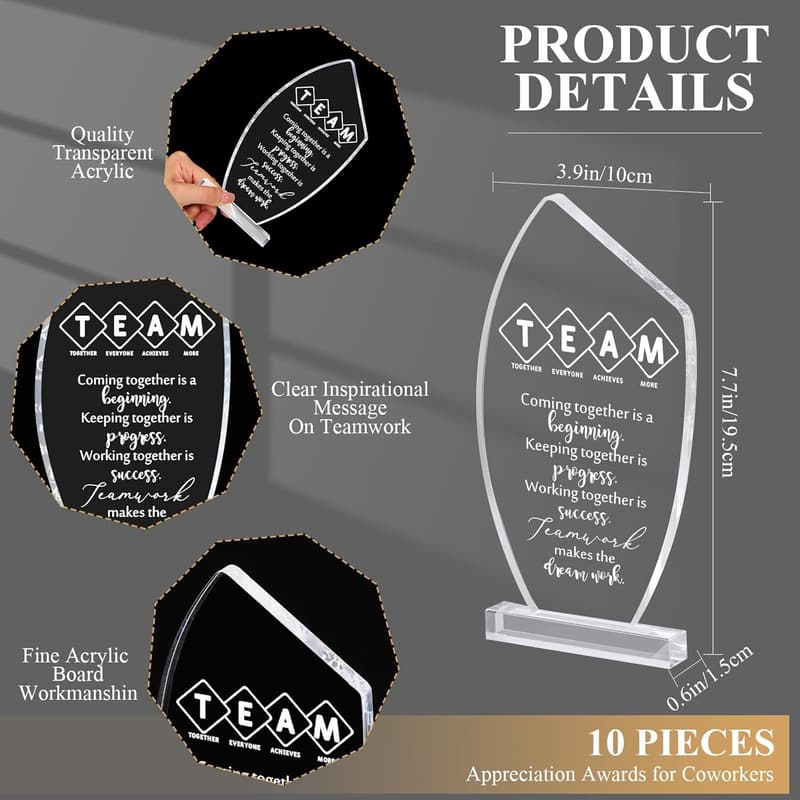 Employee Appreciation Acrylic Trophy Set for Coworkers